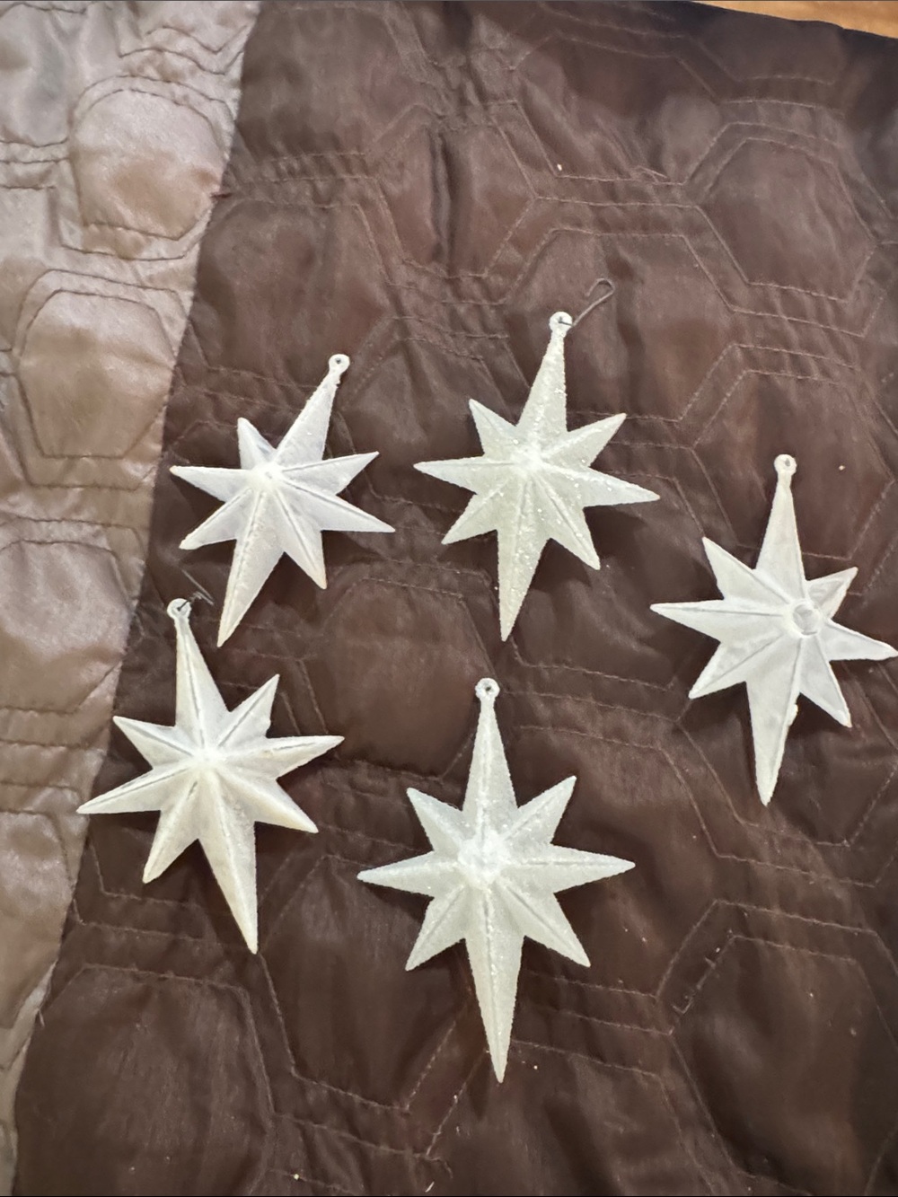 White Glitter Star Holiday Ornaments - Home Holiday